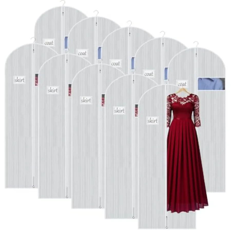 

60 Inch Lightweight Garment Bag for Hanging Clothes, Full Zipper Dress Bags for Gowns Dress Cover with Clear Window and ID Card