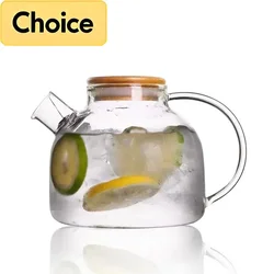 1.8L Transparent Borosilicate Glass Teapot Heat-Resistant Large Clear Tea Pot  Flower Tea Set Puer Kettle Cup Office Home Tool