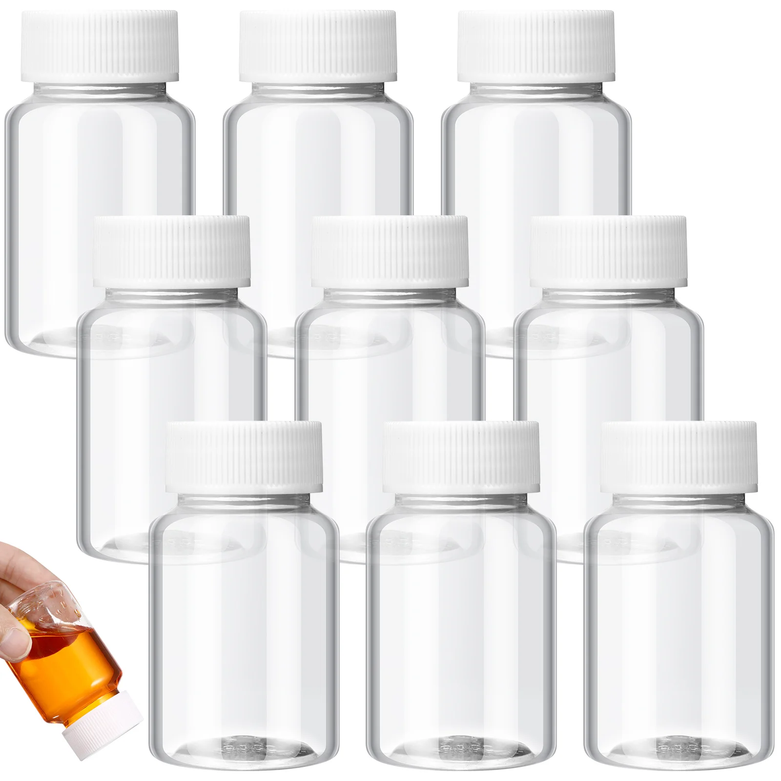 10개 80ml 애완동물 플라스틱 알약 병 비타민 캡슐 약품 보관용 투명 용기 방수 나사형 뚜껑 디스펜서 투명