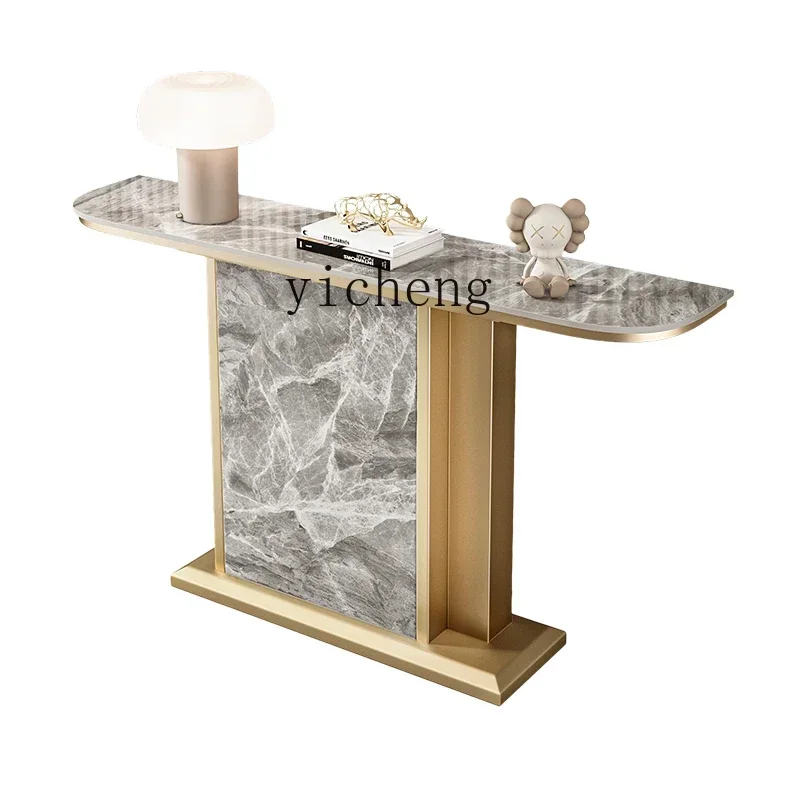 TQH-i7.7entrance table Modern simple semicircular rock slab entrance table Against the wall Entry foyer entrance cabinet