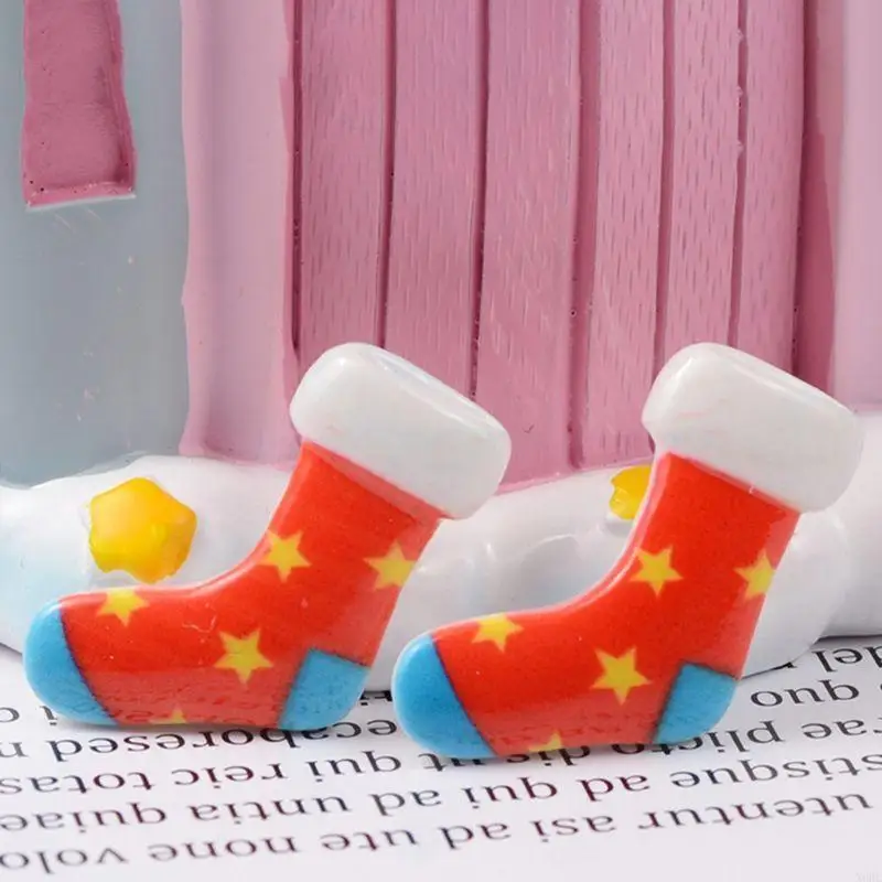 

X6HC 100Pcs Christmas Flatback Buttons Santa Xmas Tree Resin Embellishments DIY Craft