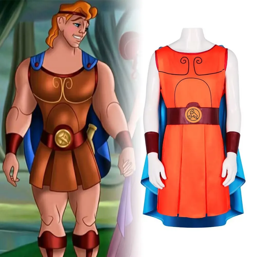 Anime Hercules Cosplay Orange Kleid Schwarzer Umhang Kostüm Halloween Cartoon Kostüm