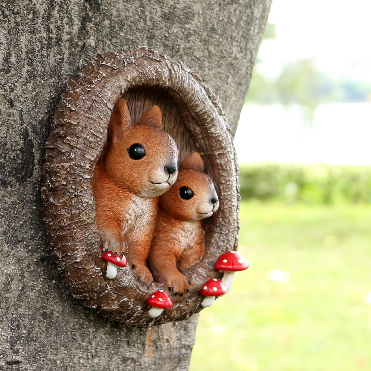 

Настенная подвеска статуи белки для родителей и детей — 7,87-дюймовое уличное настенное украшение для елки, креативная подвеска в виде отверстия для дерева