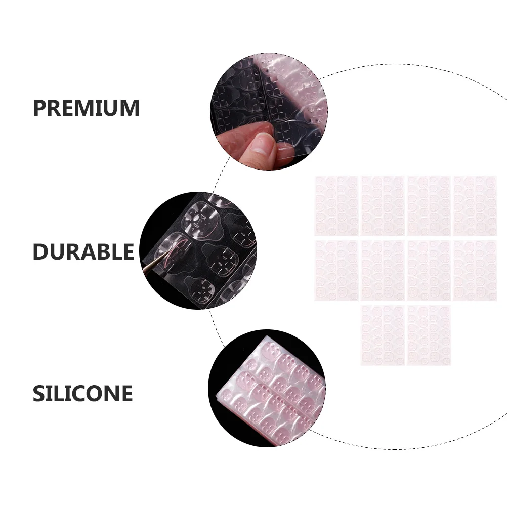 

20 Sheets Nail Jelly Double-Sided Adhesive Stickers Transparent Pink Nail Art Glue Stickers Party Manicure Supply