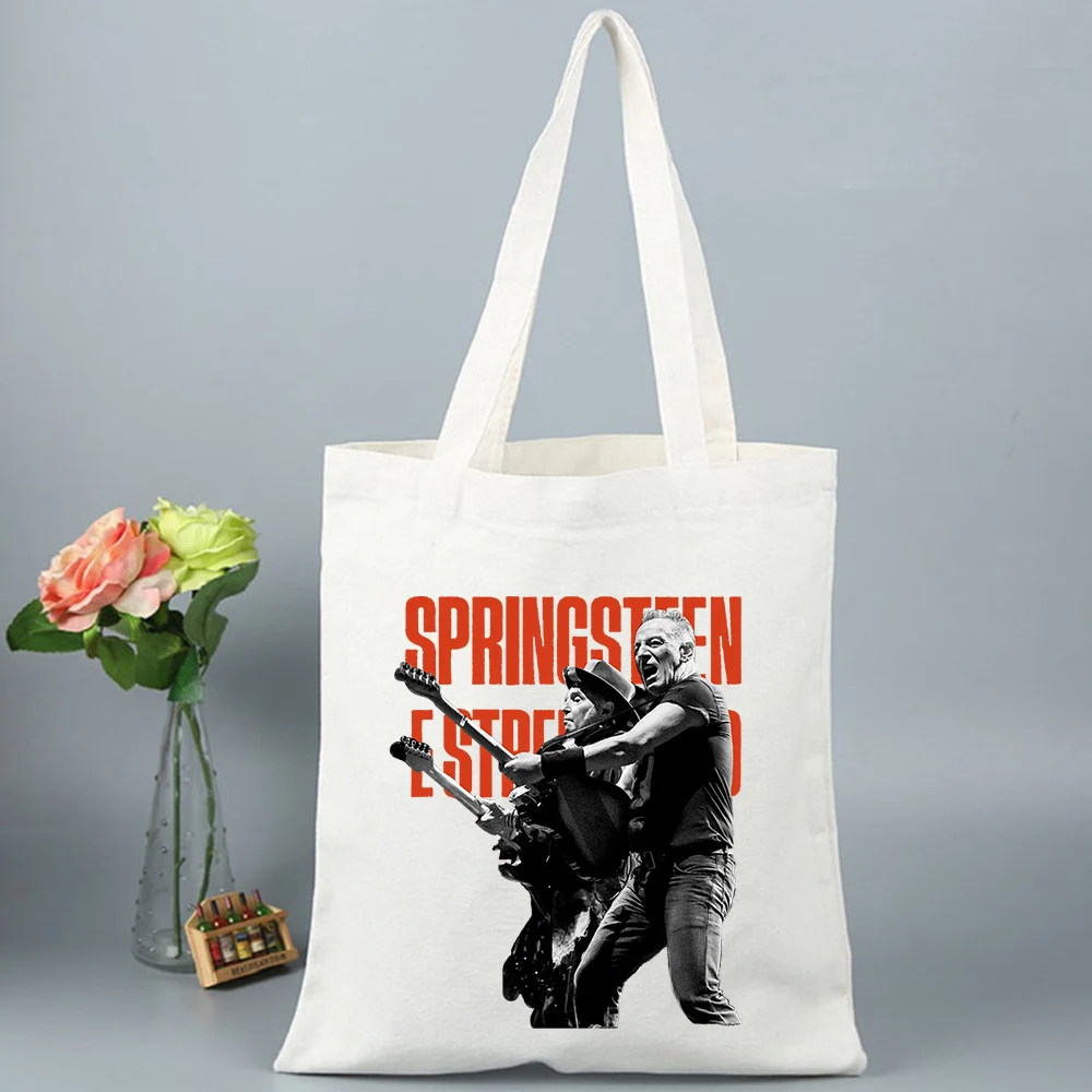 Bruce Springsteen and E Street Handbags Large Shoulder Handbag Fabric Canvas Bag for Market Shopping Girls Shopping Bags