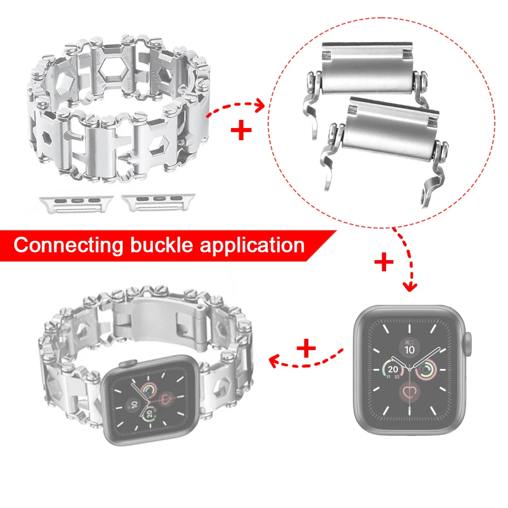 22mm Steel Watch Adapter Watch Link Buckle Connected Multi-Functional Tool For LEATHERMAN THREAD Entourage Wearable