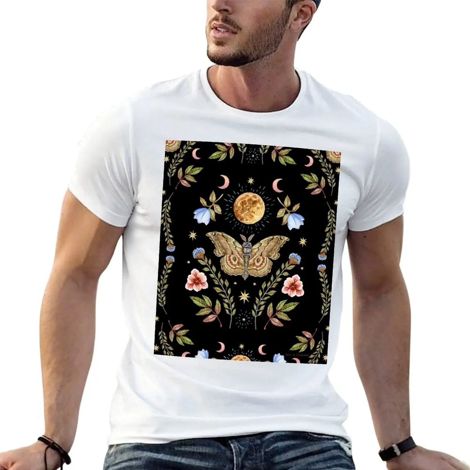 Moon and Moth 151 T-Shirt anime t shirts for man man tshirt t shirts for man pack cotton T-shirt