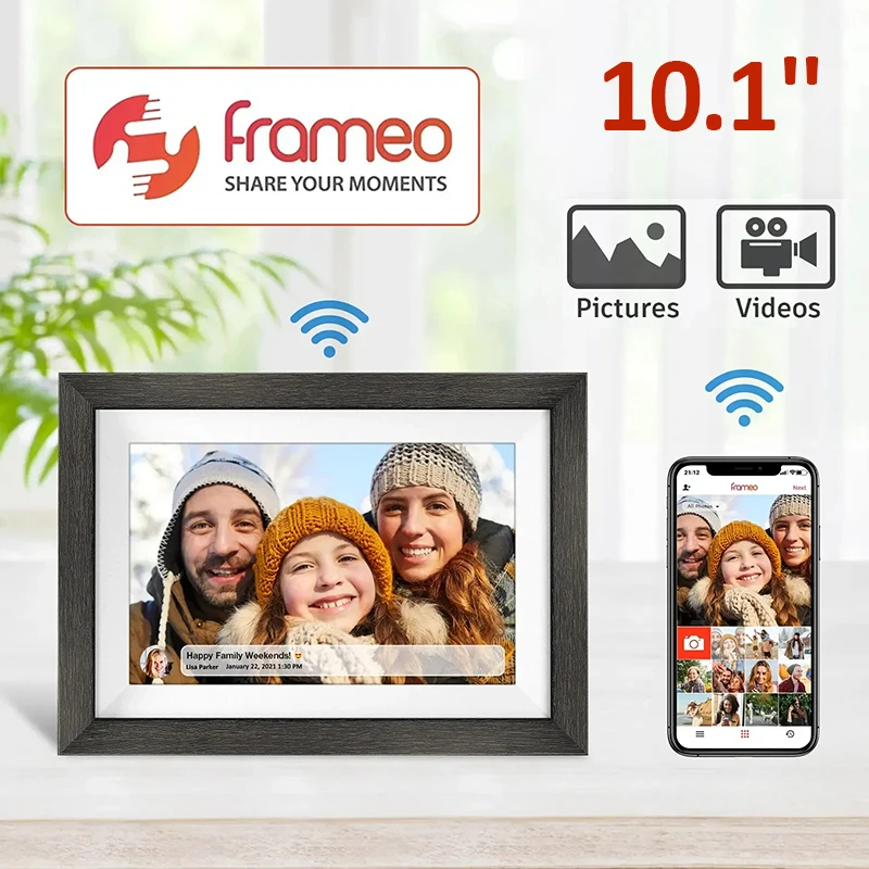 

10.1Inch WiFi Frameo Digital Photo Frame IPS Touch Screen Cloud Digital Picture Frame 16GB Storage Share Photos via APP For Gift