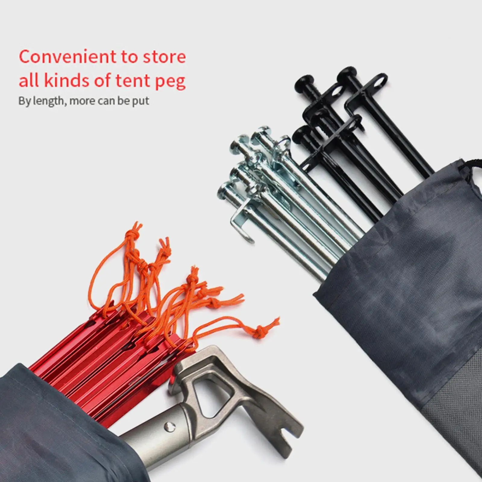 Tent Pegs Holder Case Waterproof Camping Hammer Organizer Pouch for Hiking Backpacking Accessories view 5