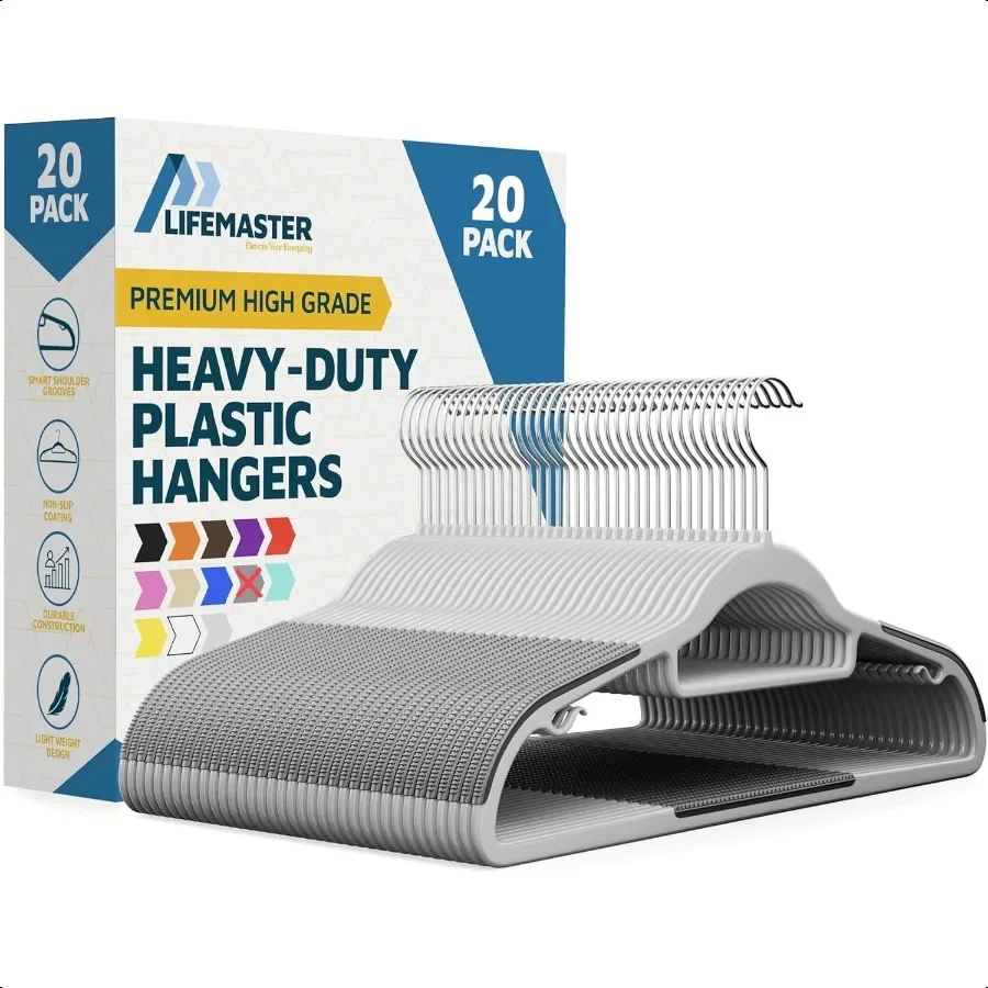 مجموعة شماعات ملابس بلاستيكية مكونة من 20 قطعة متعددة الاستخدامات وخفيفة الوزن وموفرة للمساحة ومضادة للانزلاق ومصممة بشكل نحيف مجموعة شماعات ملابس جافة ورطبة