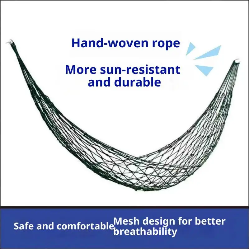 أرجوحة من حبل النايلون السميك للحديقة في الهواء الطلق، كرسي أرجوحة بسيط شبكي داخلي للاسترخاء والراحة