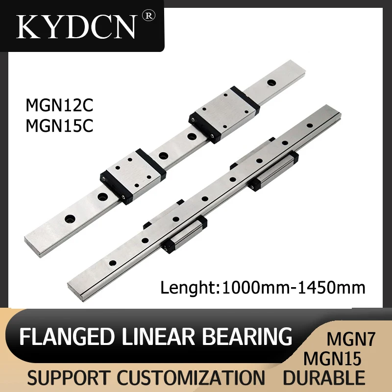 

2Pcs MGN12 MGN15 L 1000mm 1100mm 1200mm To 1450mm Miniature Linear Rail + 4Pcs MGN Linear Guide Block For 3D Printer Part