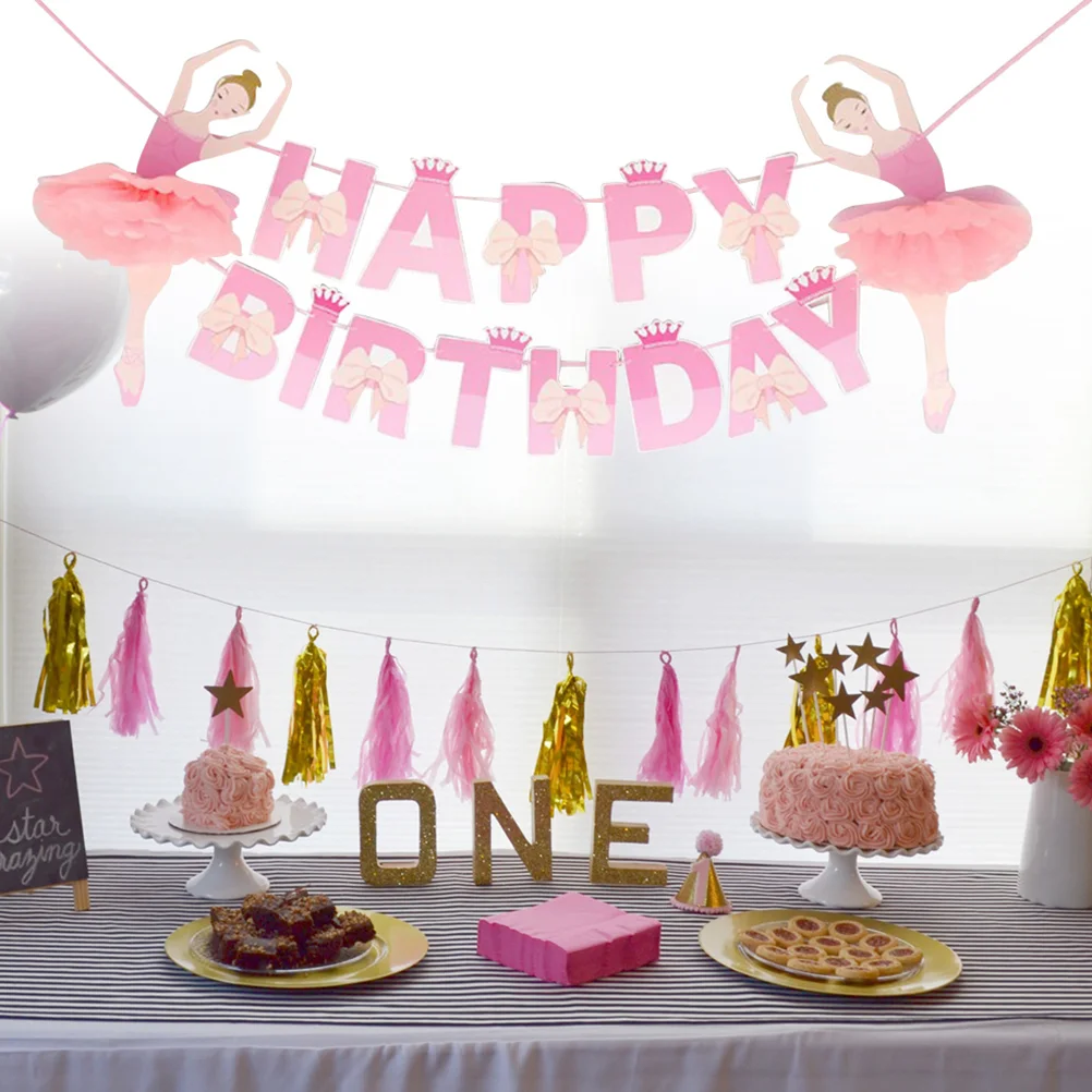 

2 Pcs Decorate Lahua Birthday DIY Travel Cake Decorations Party Paper Jam Banner