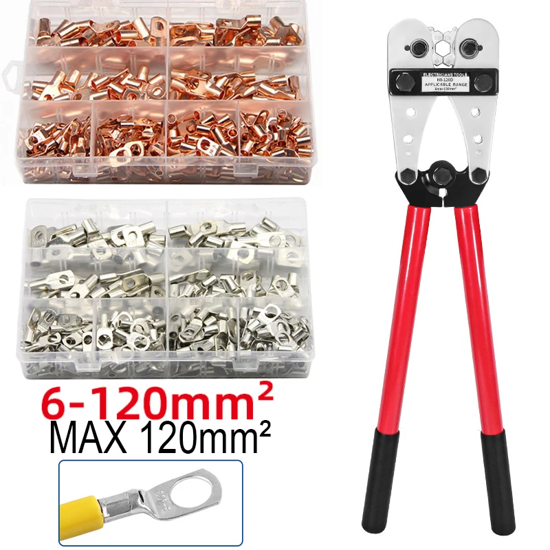 Upgrade Crimping Tools Kits 10-120mm² Tube Terminal Crimper Cable Cutter Multitool Cable Lug Hex Crimping Pliers Hand Tools