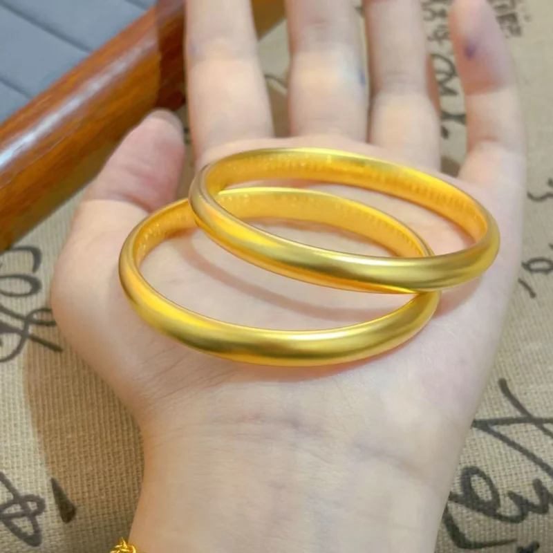 24K الذهب الحقيقي 999 نمط جديد الصلبة الذهب Loach عودة سوار واسعة الصلبة سطح غير يتشويه مع ختم عادي دائرة مغلقة مجوهرات