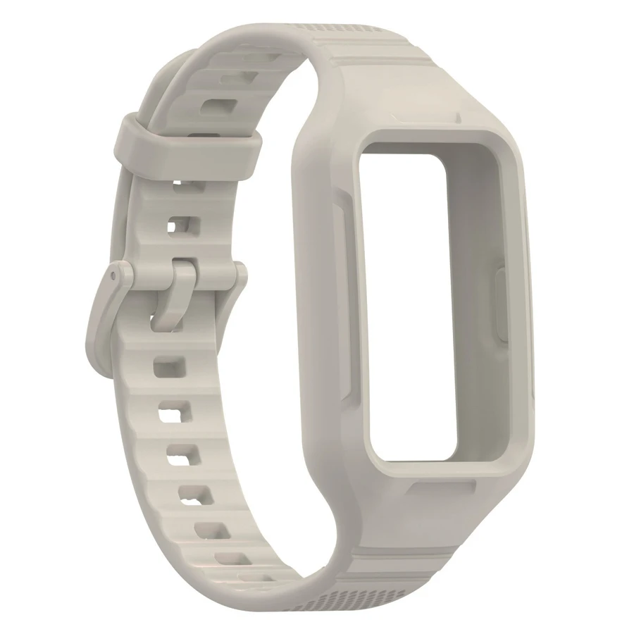 Band voor Huawei Band 6 7 8 9 10 Polsband Zachte siliconen band met hoesje Vervanging Armband voor Huawei Band 6 7 8 9 10 Riem