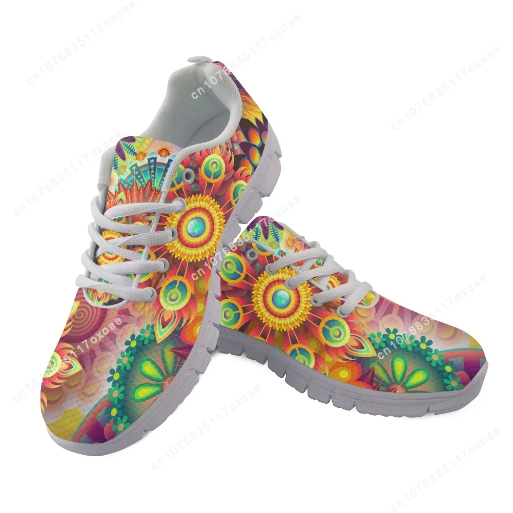 Luxury Brand Bohemia Mandala Flower Print Casual Sneakers for Women Comfortable Air Flat Shoes Femme Lace up Zapatos