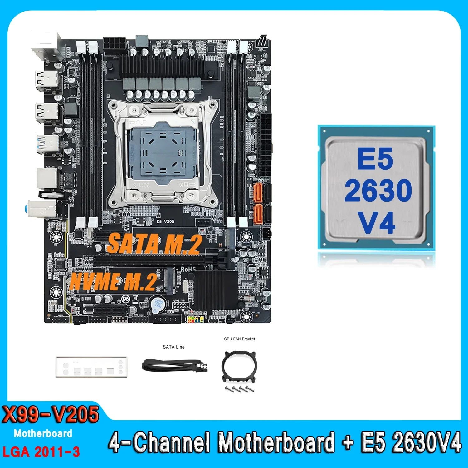 X99 Motherboard Combo LGA 2011-3 Kit Xeon E5 2630 V4 Processor Support DDR4 RAM Memory NVME Four Channel E5 2630V4 Motherboard