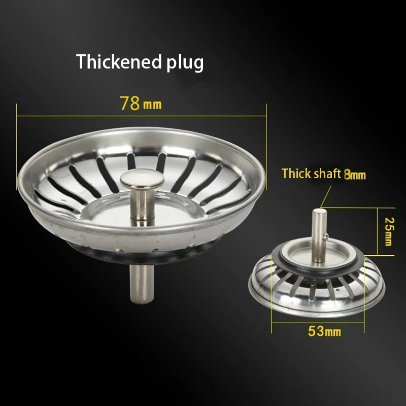 Saringan wastafel dapur, 2X Diameter 78MM Stainless Steel saringan wastafel penyumbat limbah Plug Sink Filter