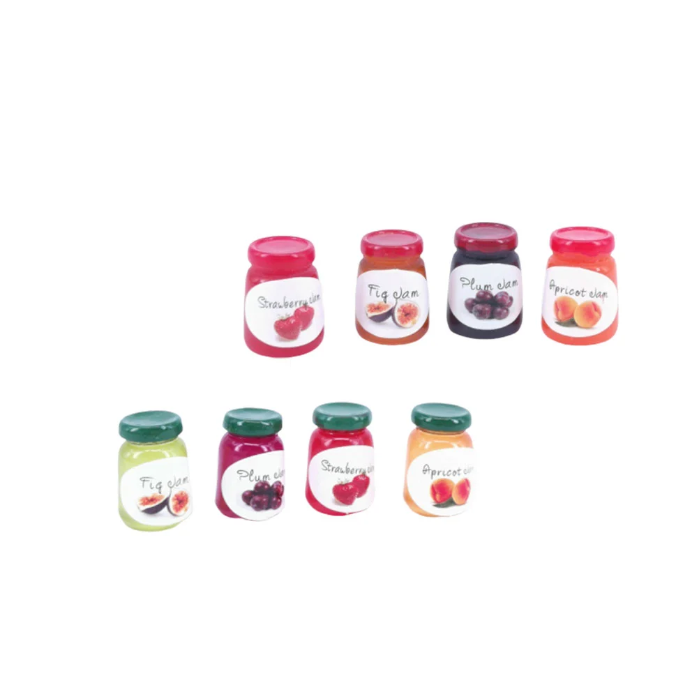 8 Bottles House Miniatures Kitchen Display Fruit Jam Toys Artificial Micro Decors Layout Props Alloy Ornaments for Micro Wo