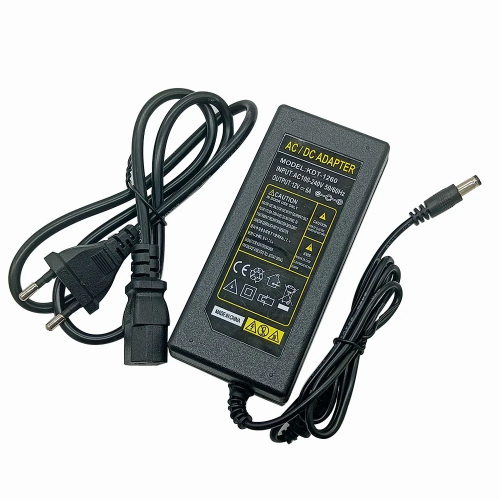 12V6A New AC 100V-240V 72W Converter Power Adapter DC 12V 6A Power Supply EU/US/UK Plug DC