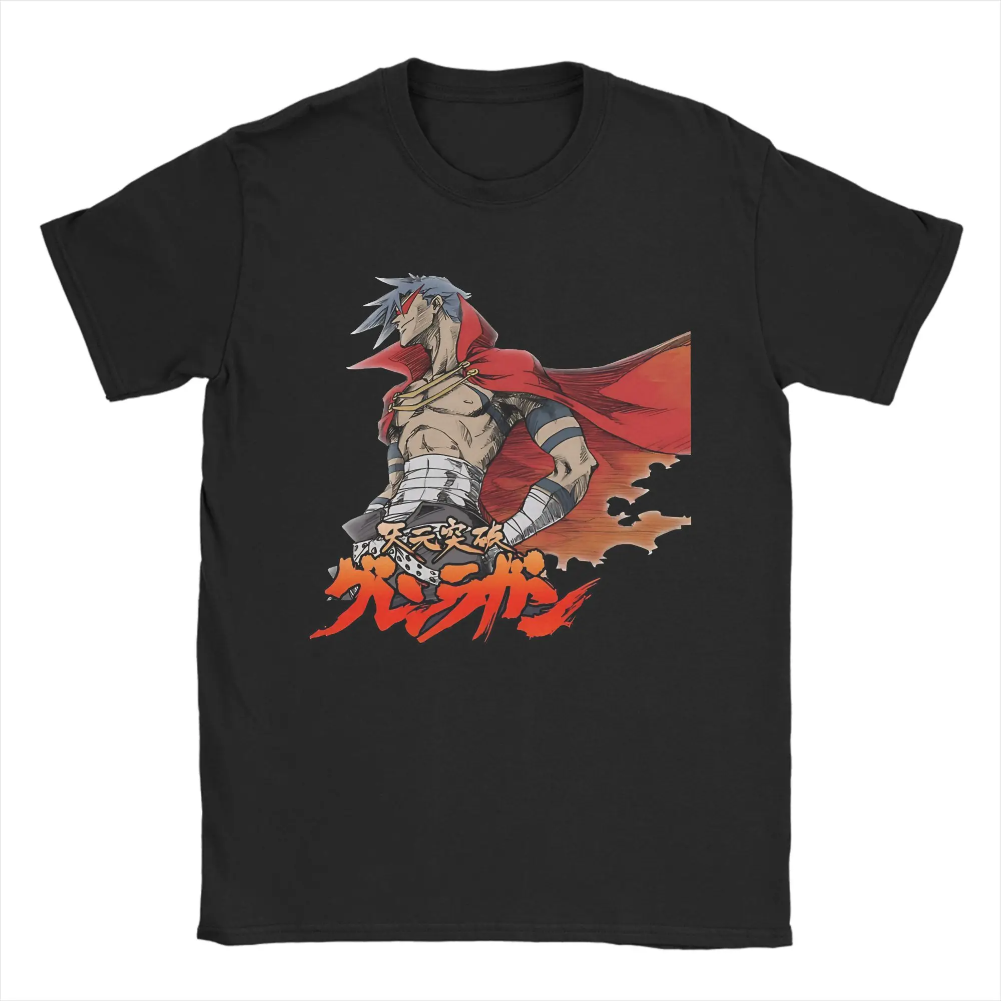Kamina T-Shirt Summer Gurren Lagann Novelty T Shirts Men's Pure Cotton O-Neck 4XL 5XL 6XL Top Tees Short Sleeve Y2K Retro Tshirt