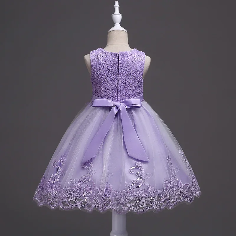 Elegant Princess Fluffy Embroidery Gown Summer Girl Bridesmaid Mesh Skirt Beaded Wedding Puffy Dress Halloween Costumes for Kids