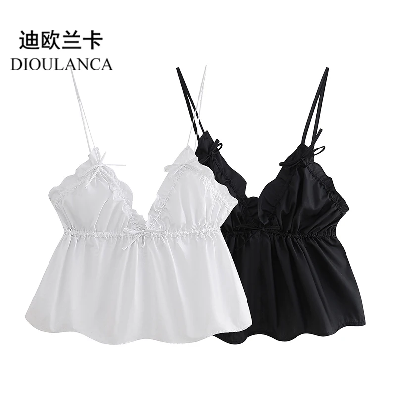 

New European and American style women's clothing, new fashion camisole with bow tie top, female