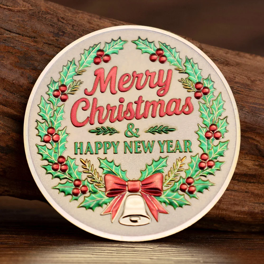New Style Merry Christmas Souvenir Coin Happy New Year Santa Claus Gold Plated Collection Coin