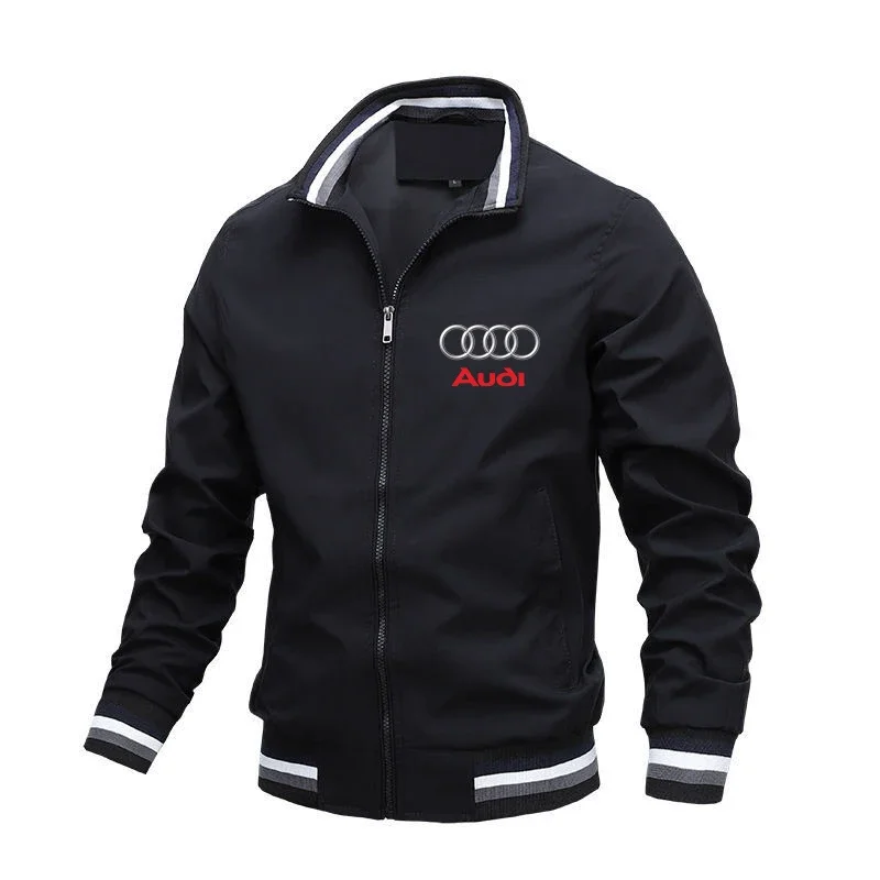 Audi Men Motorcycle Jacket Car Logo Print Casual Fashion Oversized Windbreaker Biker Jacket Sportswear Audi Men Clothing Coats