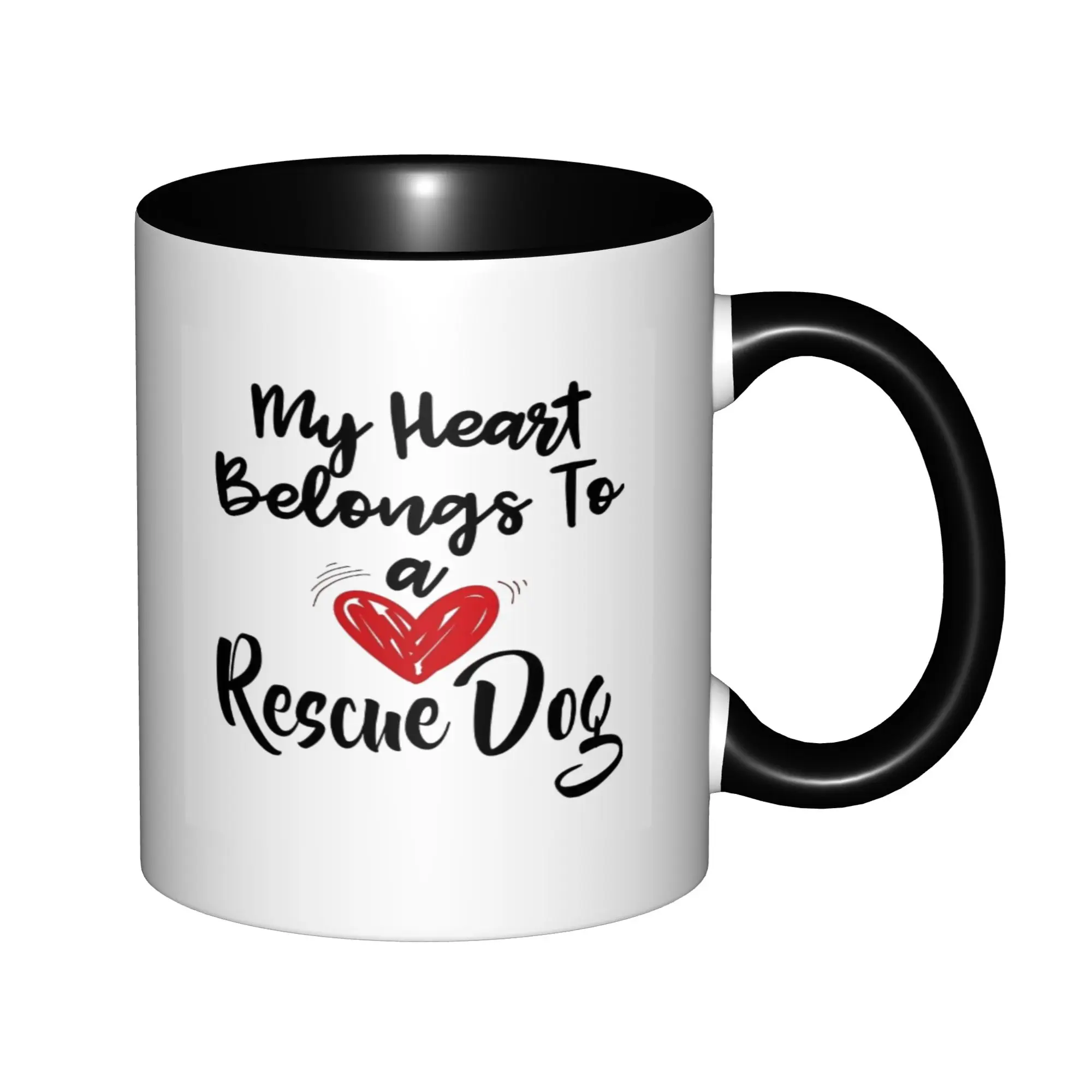 

Heart Belongs To Rescue Dog Adopted Dogs Lover Coffee Mugs For Birthday Coffee Mugs Ceramic Tea Cups 11oz