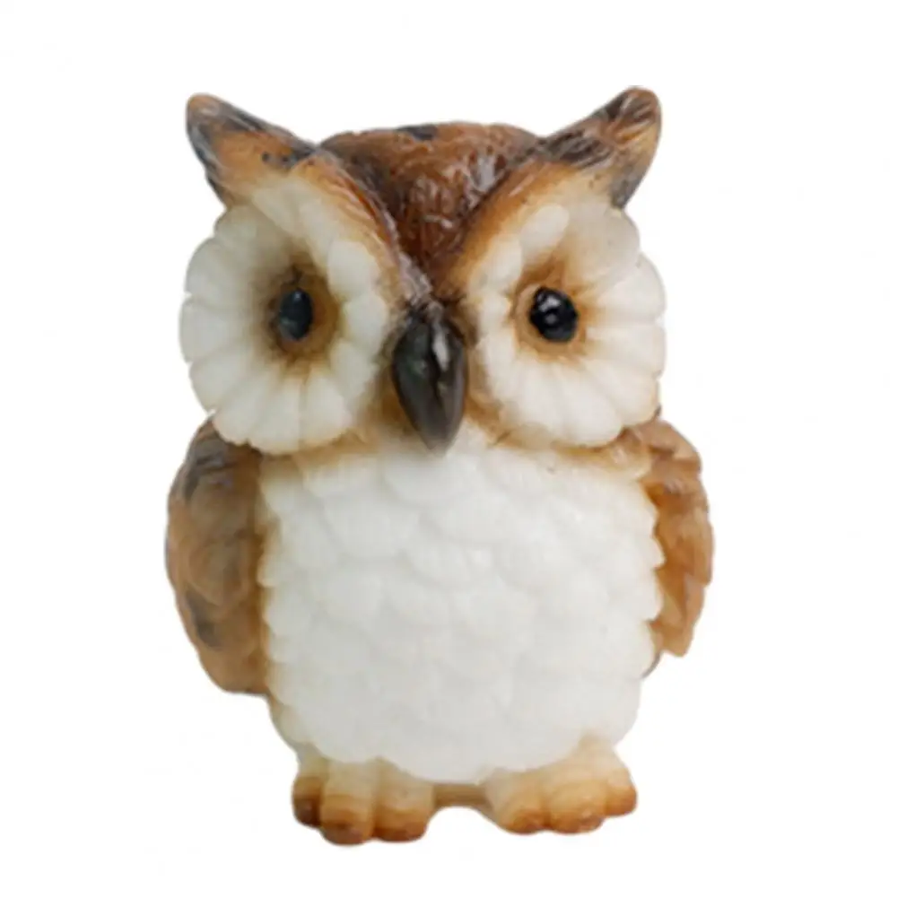 Small Space Decoration Mini Owl Figurine Resin Ornament Tiny Figure for Terrarium Fairy Garden Bonsai Micro Landscape Cake