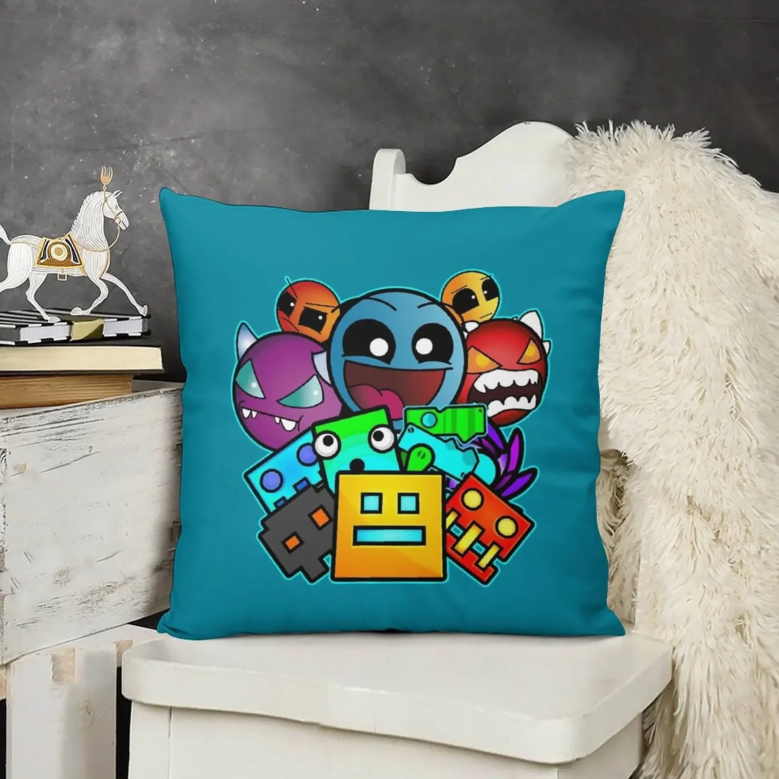 geometry dash old school gaming Throw Pillow autumn decoration pillowcases for sofa cushions Pillow Cases Decorative pillow