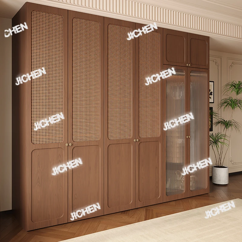 

HQC высокие стеклянные двери шкафы из ротанга деревянная пыленепроницаемая одежда спальня шкаф-органайзер открытое хранилище Armario De Ropa Furnitu