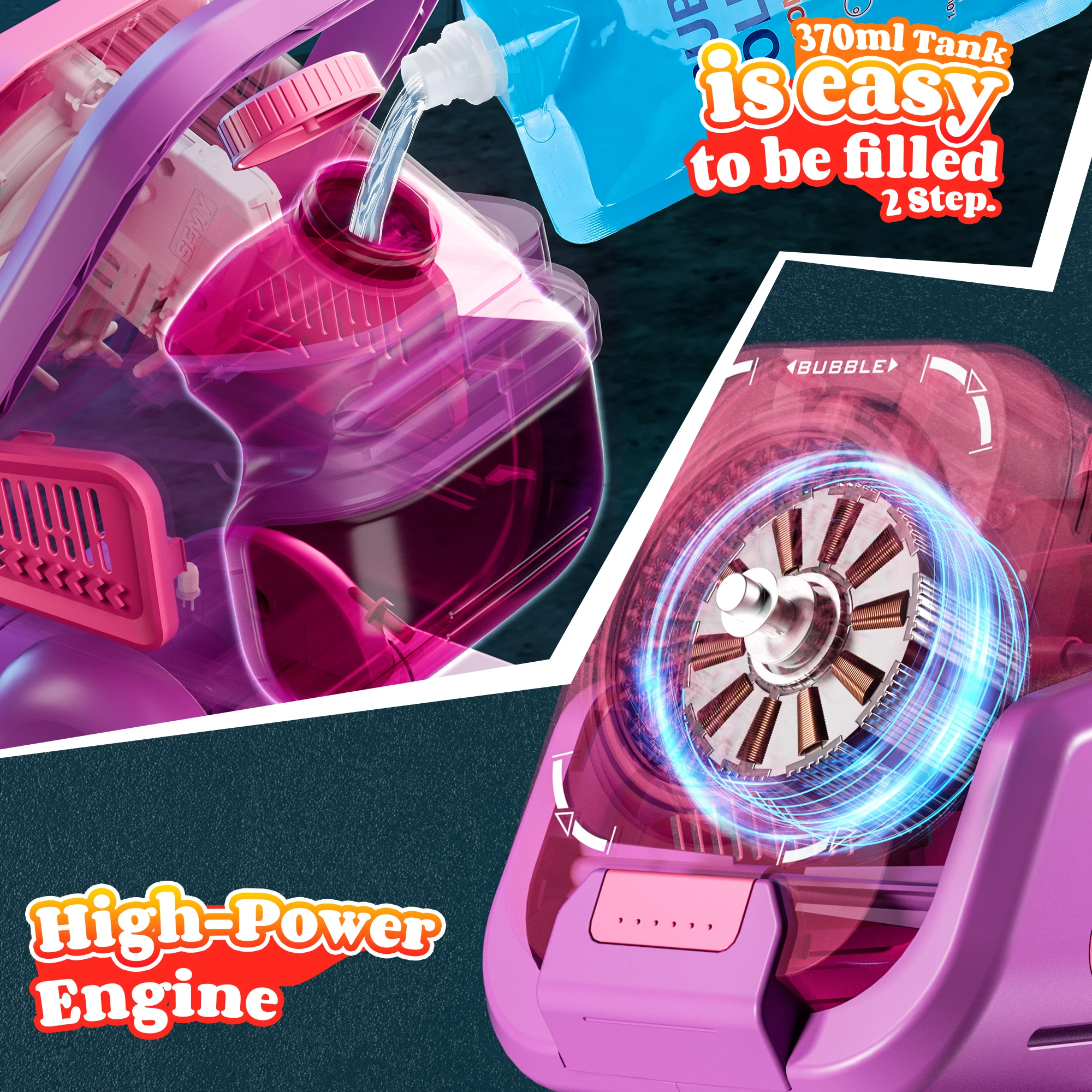 2025 Upgraded Bubble Machine with Remote Control, Automatic Rotation & Rgb Lights, 1800Mah Rechargeable Battery, Type-C Charge