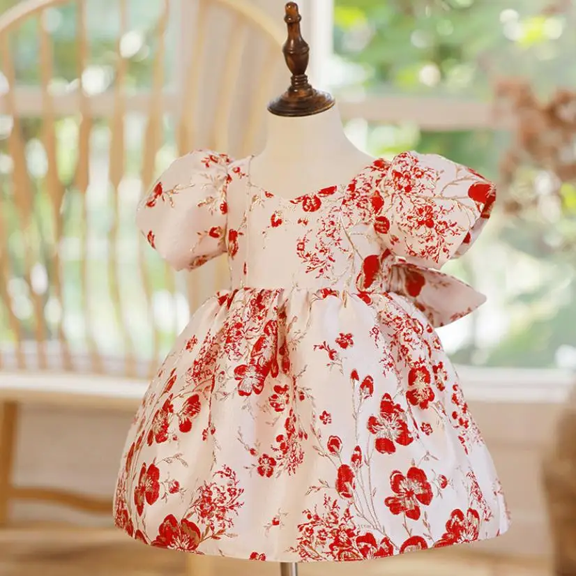 

Spanish Lolita Princess Ball Gown Bow Print Design Wedding Birthday Party Christening Clothes Easter Dresses For Girls A1572