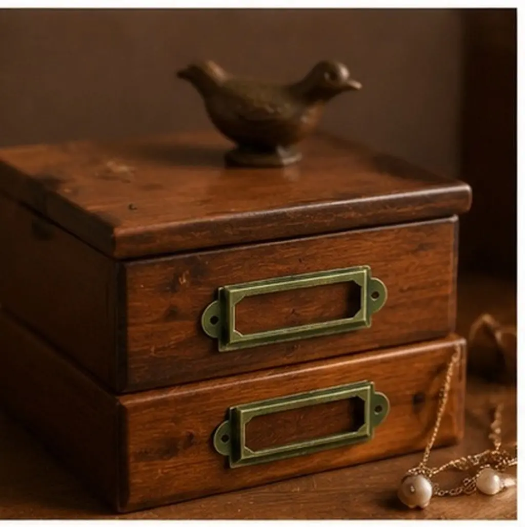 25Pcs Holder Retro Style for Drawer Cabinet File Jewelry Box Tag Labels Pull Drawer Accessories Green