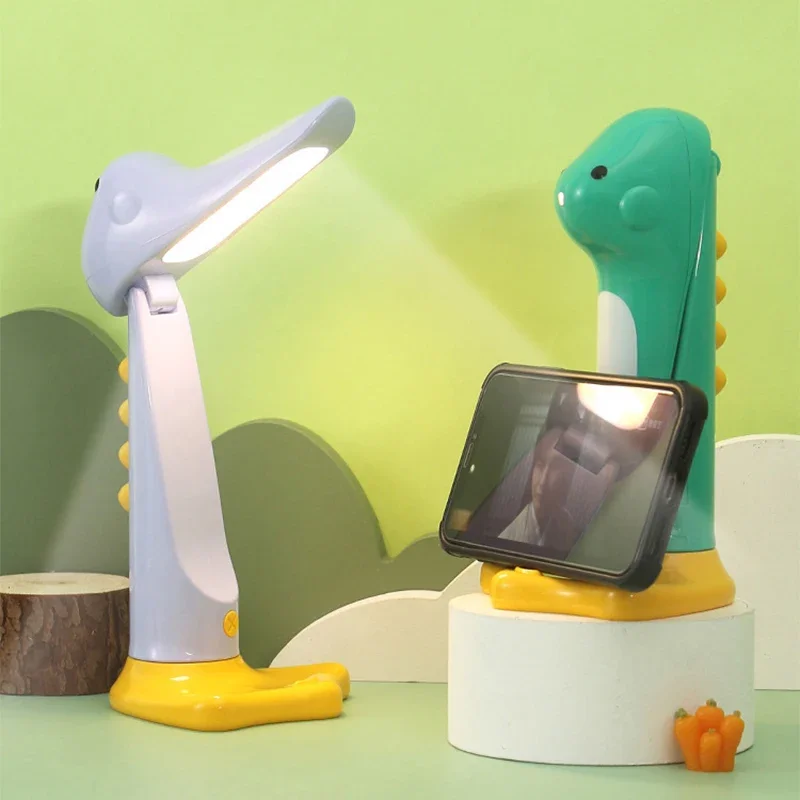 

Pop Touch Switch Cute Dinosaur LED Night Light For Kids Children Gift Bedroom Table Lamp USB Rechargeable Sleeping Timming Light