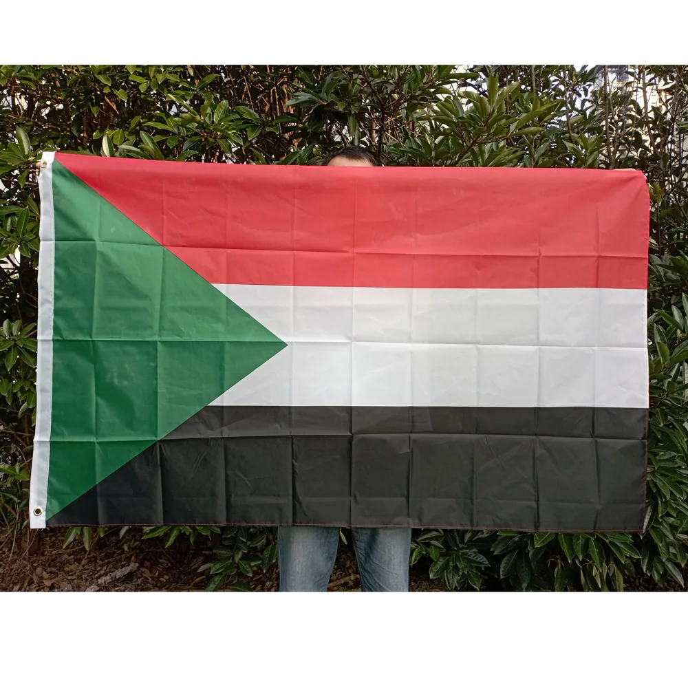 

aerxemrbrae double side printed Sudan flag 150x90cm polyester hanging Sudan National flag Sultan banner for decoration