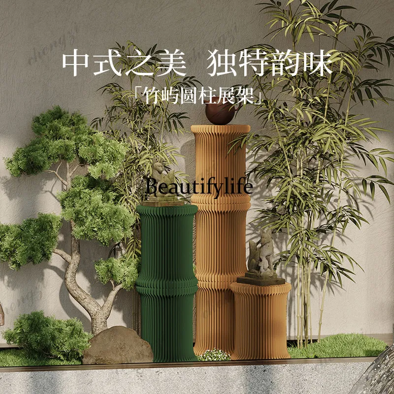 Cylinder product display stand, window display rack, shelf display, circular decorative table, folding shelf