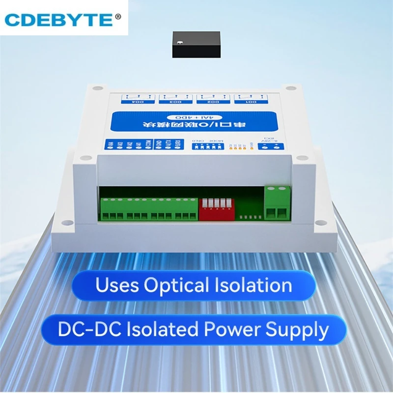 Modul IO Serial ModBus RTU Antarmuka RS485 AI DI DO 8 Output Digital 8~28VDC CDEBYTE MA01-AACX2240 Seri Instalasi Rel