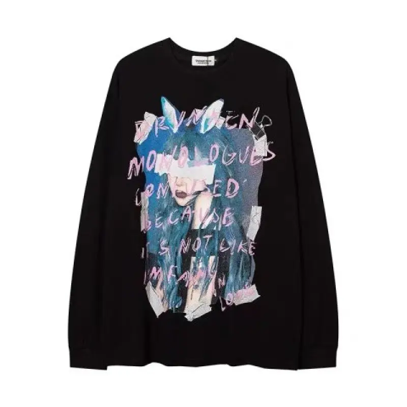 

Japanese Anime ACGN Dark Styles Sweatshirts Women 2023 New Spring Summer Long Sleeve O-neck Loose Casual Tops Harajuku Women