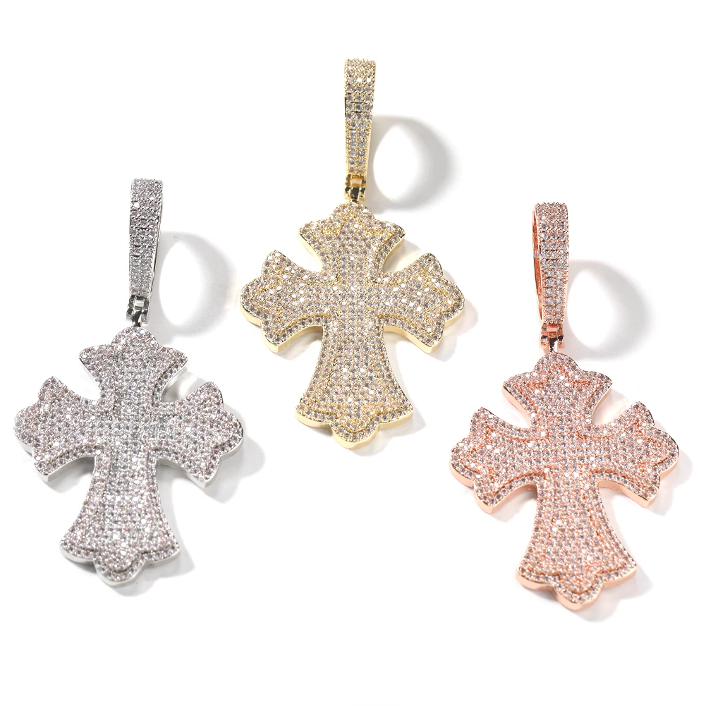 UWIN Iced Out Cross Pendant Necklace Pave Setting Cubic Zircon Gothic Style Religious Jesus Charms Necklaces Fashion Jewelry