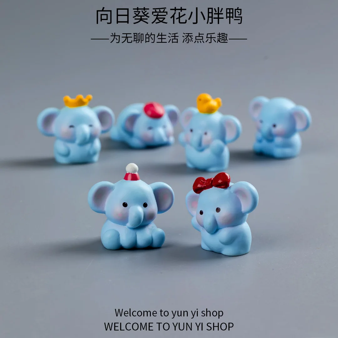 6Pcs/Set Cartoon Cute Little Elephant Figures Doll Miniature Figurine Desktop Ornament Creative DIY Home Decoration Accessories