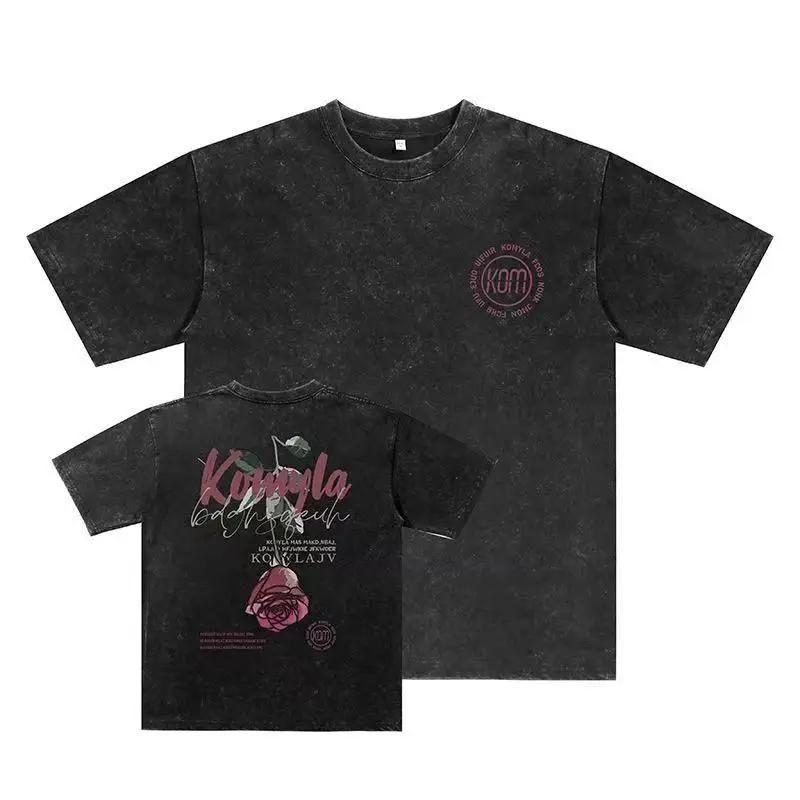 2025 Heavyweight Short Sleeve T-Shirt Men Washed Vintage Tee Oversized Relaxed Fit Drop Shoulder Streetwear Hip Hop Top for Men