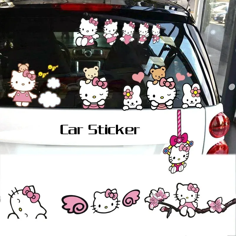 KT Cat Sticker Anime Kawaii Car Auto Window Decals Rear Windshield Stickers Car Decor Sticker Cup Laptop Decal Children Prize
