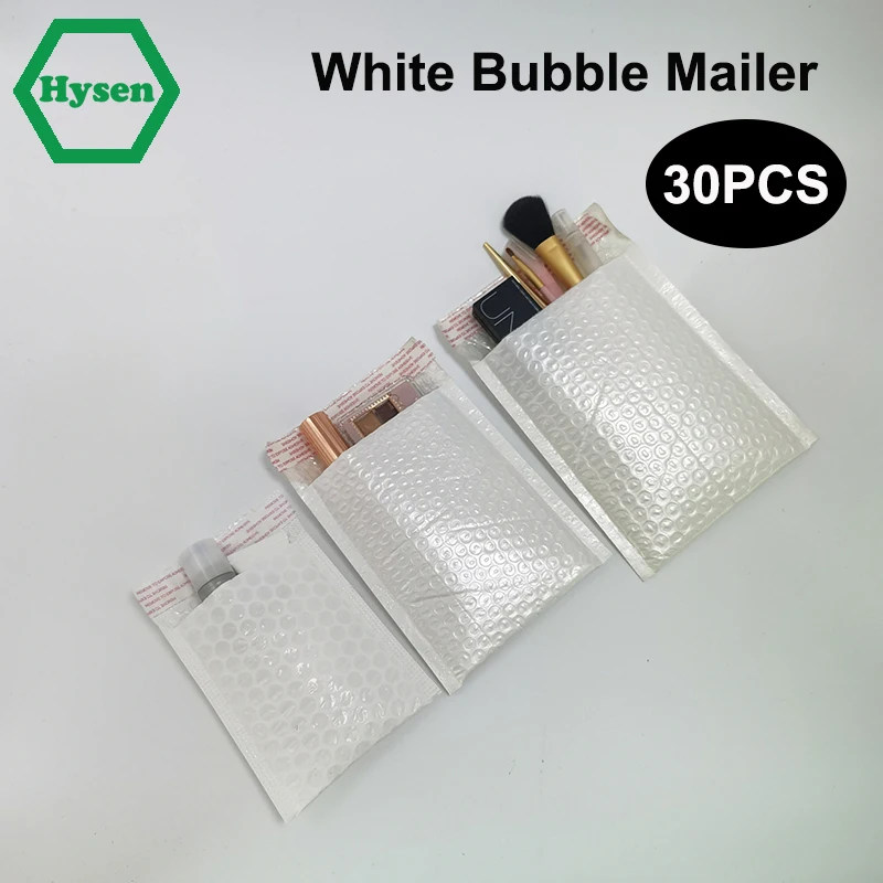 Hysen 30Pcs Wholesale White Bubble Mailer For Gift Packaging Mailing Courier Mailer Shockproof Matte Envelope Bag