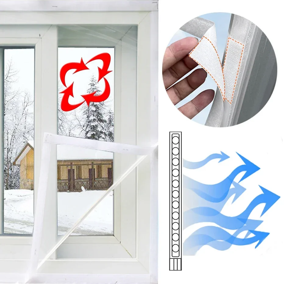 Window Seal Cover Anti-Cold Keep Room Warm Window Curtain Windproof Weather-Proof Winter Window Seal Insulation Film