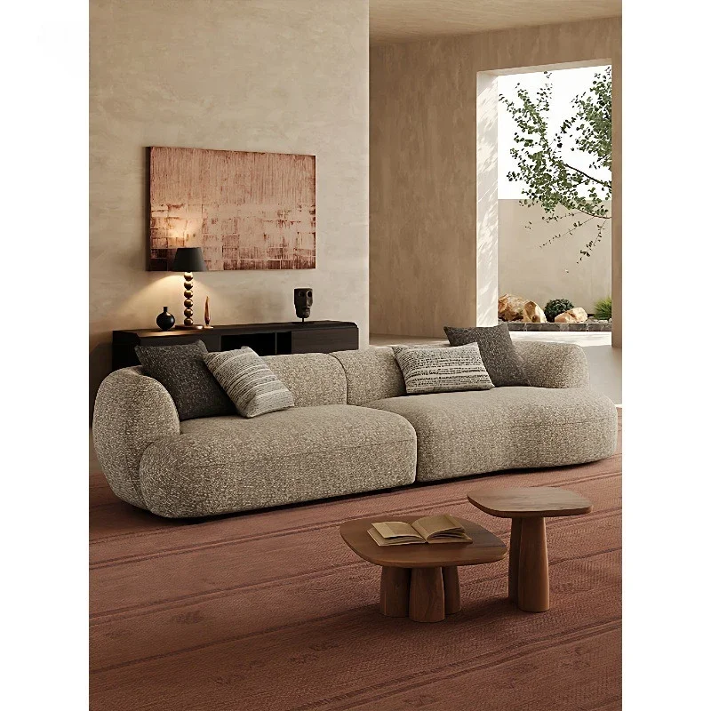 Yuzhou imported cotton and linen simple luxury curved sofa medium antique style large flat layer old money style living room
