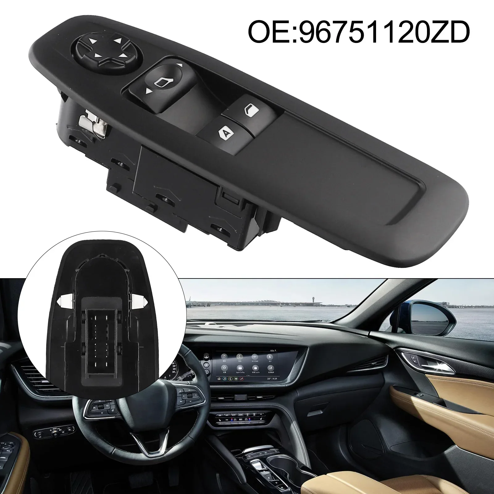 Auto Parts Lift Switch Button 6.69x2.48x2.28 Inch ABS+Metal Black Car Accessories Replacement Waterproof For 3008 2018